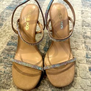Kurt Geiger nude rhinestone heeled sandal